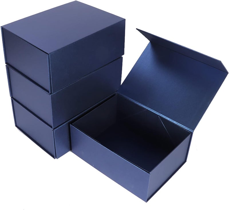 Ditwis 4 Pack 9.5x7x4 Inches Gift Boxes with Magnetic Closure Lids, Blue Magnetic Box for Wedding, Groomsmen Bridesmaid Proposal, Birthdays, Mother's Day - Image 1